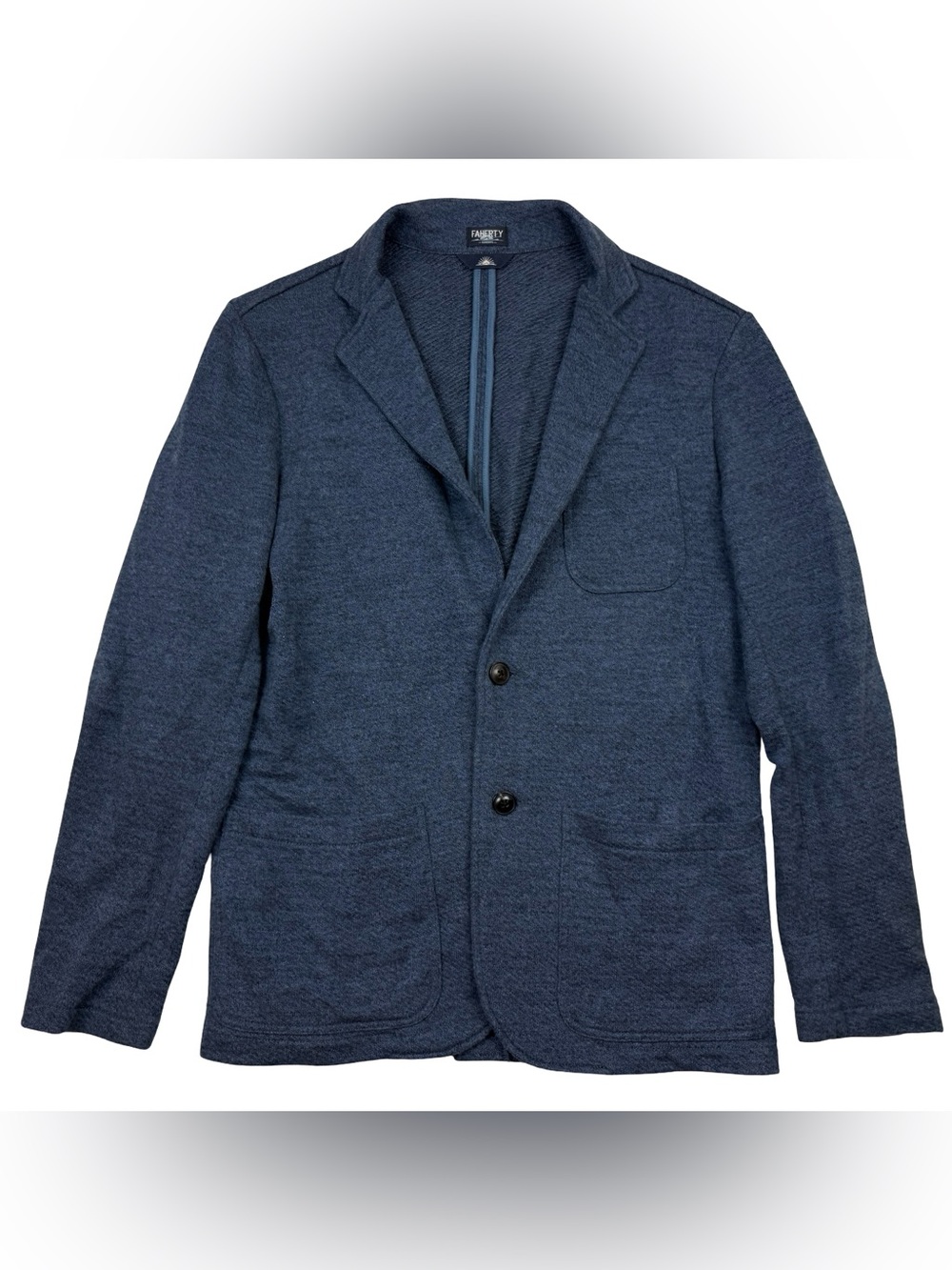 Faherty Mens Single Breasted Two Button Inlet Knit Blazer Size M Blue Business